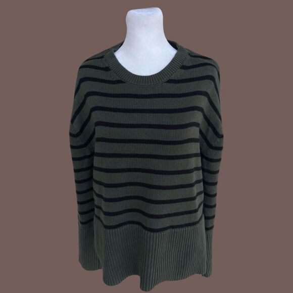 Vintage Gap Men's Olive Green Striped Knit Sweater Size S - Picture 1 of 4